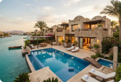 Villa with private pool beside the water