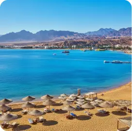 Aerial view of Sahl Hasheesh resort coastline
