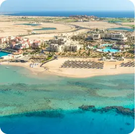 Aerial view of Soma Bay peninsula and beaches
