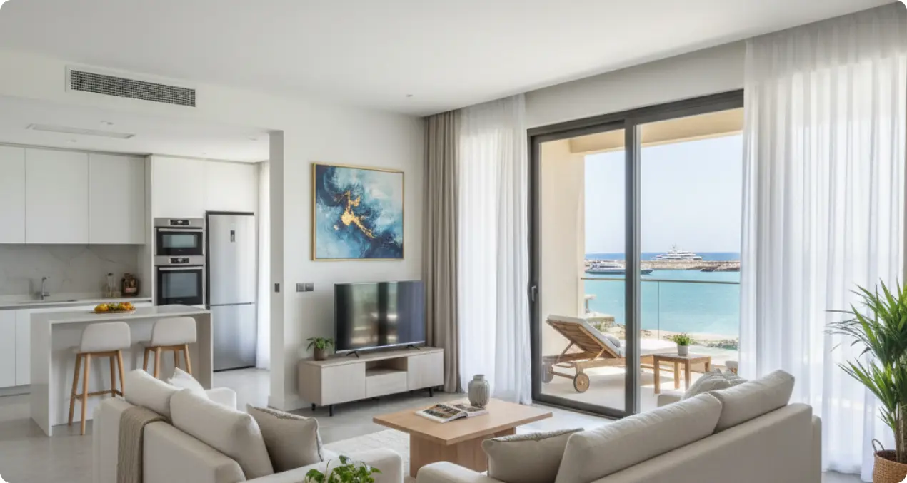 Seaview Apartment in Sahl Hasheesh, Living room